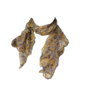4/$25 Putumayo Rayon Semi-Sheer Floral Scarf Yellow Blue Flowers